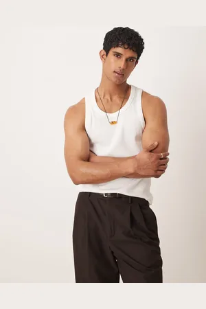 MANGO Camiseta blanca holgada de tirantes de
