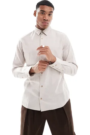 JJ Camisa beis de manga larga de mezcla de lino de -Neutro