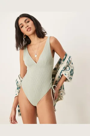 ASOS Bañador con lazadas en los laterales y detalle de perla de tejido texturizado Kai de