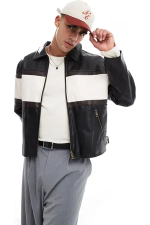 Cotton On Chaqueta negra y blanca de cuero sintético Joey de Cotton On-Beis neutro