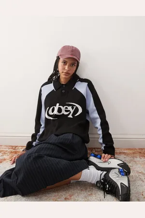 Obey Polo de estilo fútbol con logo de punto de