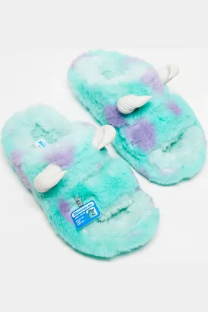 Crocs Sandalias multicolores con acabado peludo y diseño de Sulley de "Monsters Inc" de