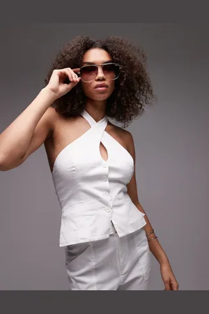 Emory Park Top con cuello halter cruzado de lino de (parte de un conjunto)