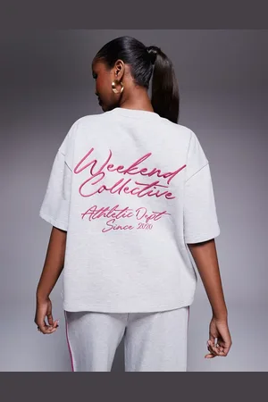 ASOS Sudadera jaspeado de manga corta con gráfico bordado color ciruela de Weekend Collective