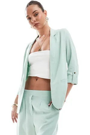 VERO MODA Americana de sastre verde de tejido efecto lino de (parte de un conjunto)