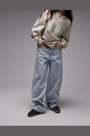 Topshop Vaqueros boyfriend de tiro caído con acabado descolorido soleado Gilmore de -Azul