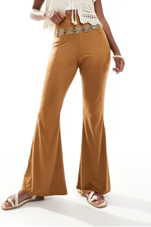 Miss Selfridge Pantalones de campana color tostado de estilo vaquero de antelina de -Marrón