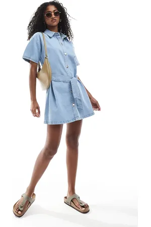 Miss Selfridge Vestido corto con y cinturón de -Azul