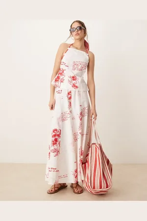 ASOS Falda larga con y cordón ajustable en la cintura de (parte de un conjunto)-Multicolor