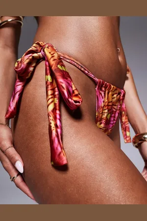 Candypants Braguitas de bikini multicolores anudadas en los laterales con estampado abstracto de