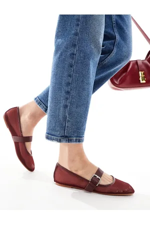 ASOS Bailarinas estilo merceditas de malla Lou de -Rojo