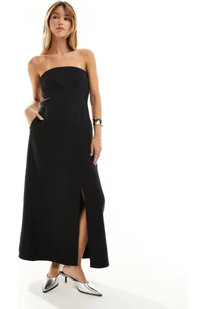 Closet Vestido midi de sastre con escote palabra de honor de