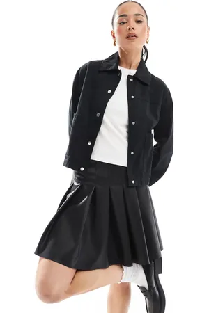 New Look Chaqueta corta negra estilo camisa de algodón de
