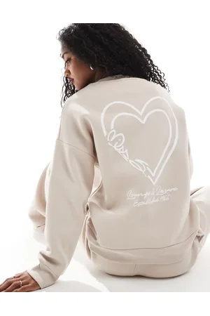 Miss Selfridge Sudadera color extragrande con logo estampado en relieve de -Neutro