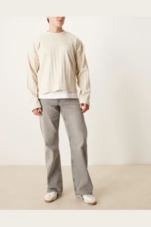 ASOS Vaqueros grises de corte ancho acampanado con lavado envejecido de