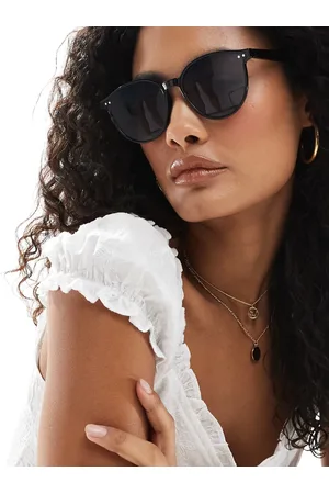 New Look Gafas de sol negras redondeadas de estilo preppy de
