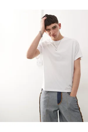 Reclaimed Camiseta corta blanca de corte cuadrado slim de
