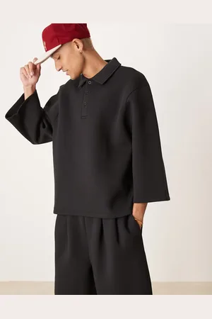 ASOS Top extragrande con cuello tipo polo y mangas 3/4 de tejido efecto neopreno de (parte de un conjunto)