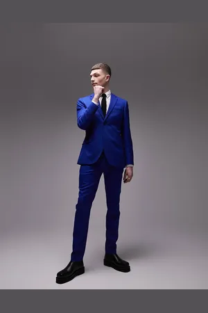 Topman Chaqueta de traje de corte entallado con botonadura simple de dos botones de
