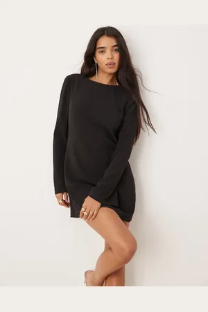 Forever New Vestido corto de manga larga con abalorios en la espalda de