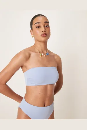 ASOS Top de bikini liso con diseño palabra de honor Maya Mix & Match de