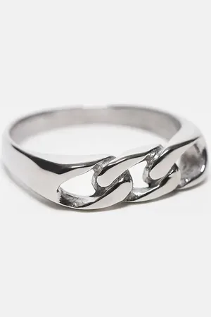 ASOS Anillo tipo sello con diseño de eslabones de acero inoxidable resistente al agua de