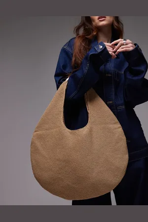 Topshop Bolso beis de paja con asa de metal Scarlett de -Neutro