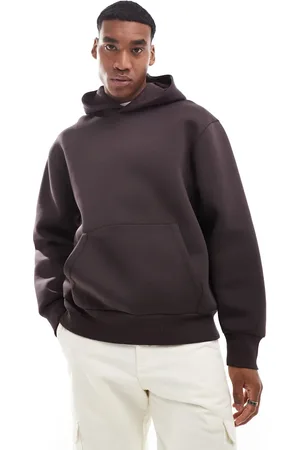 ASOS Sudadera marrón extragrande con capucha de tejido grueso efecto neopreno de