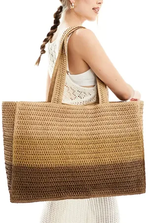 South Beach Bolso tote de hombro grande con diseño degradado entretejido de