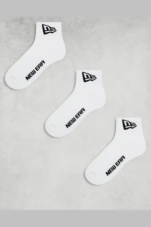 New Era Pack de 3 pares de calcetines tobilleros blancos de