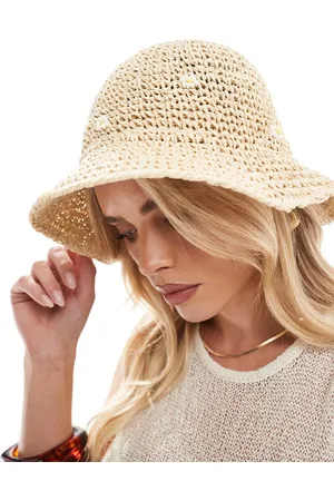 Accessorize Sombrero de pescador de paja con adornos Daisy de -Neutro