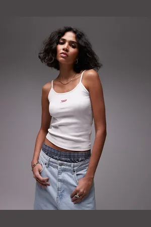 Tommy Hilfiger Camiseta blanca de tirantes con logo de texto de -Blanco