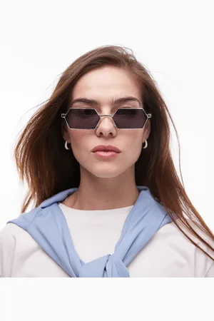 Topshop Gafas de sol plateadas rectangulares de metal Fiji de