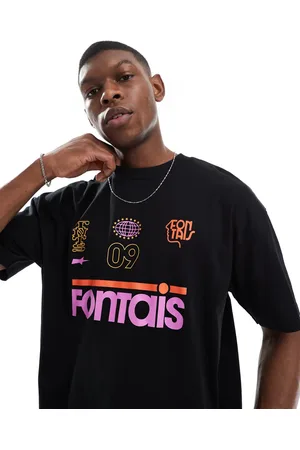 ASOS Camiseta negra extragrande con estampado gráfico deportivo de -Negro