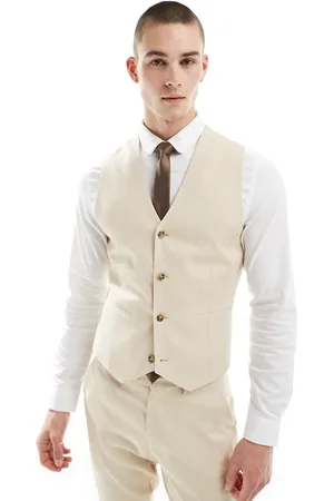 ASOS Chaleco de traje ajustado en color de Wedding-Blanco