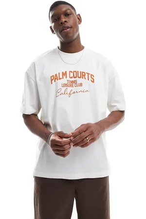 ASOS Camiseta color crema extragrande con estampado gráfico deportivo de -Blanco