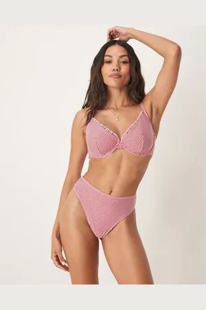 ASOS Braguitas de bikini a de pernera y talle altos de sirsaca Anna de -Rojo