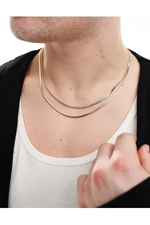 ASOS Pack de 2 collares de tono dorado y plateado de cadenas estilo serpiente de