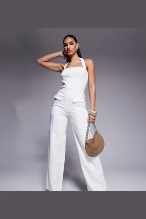 Kaiia Mono largo de pernera ancha con cuello halter cuadrado y detalle de bolsillo exclusivo de