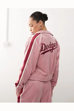 New Era Chaqueta de chándal con cremallera y franja lateral de los LA Dodgers de velour de (parte de un conjunto)