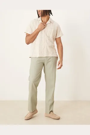 ASOS Pantalones de vestir de pernera recta de mezcla de lino de