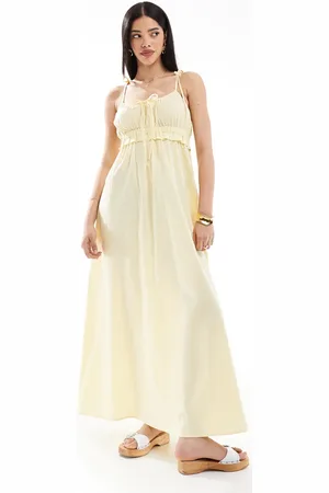 Esmée Vestido playero largo pastel con tirantes anudados y detalle de lazo exclusivo de Esmee
