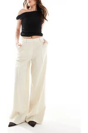 Monki Pantalones de talle alto y pernera ancha con pinzas delanteras de -Neutro