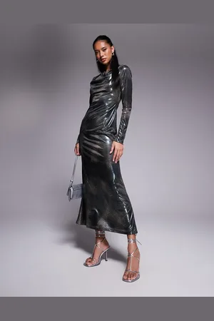 DASKA Vestido largo con estampado de serpiente metalizado de -Multicolor