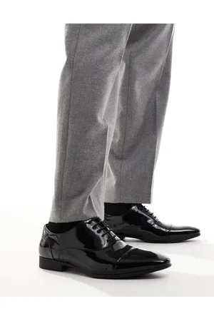 SEQWL Zapatos Oxford negros de cuero sintético Gunners de