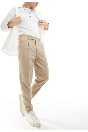 ASOS Pantalones de vestir color de corte tapered de mezcla de lana de -Beis neutro