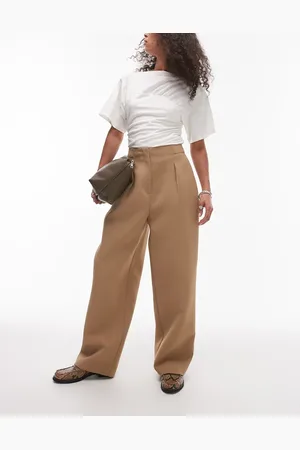 Topshop Pantalones de sastre sueltos con cinturilla de estilo depurado de (parte de un conjunto)-Neutro