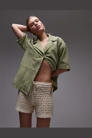 Topshop Pantalones cortos color con patrón calado de punto de -Neutro