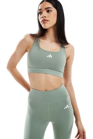 adidas Sujetador deportivo plateado de sujeción media Power React de adidas Training