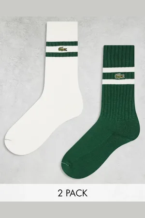 Lacoste Pack de 2 pares de calcetines tobilleros de color blanco y con ribetes de